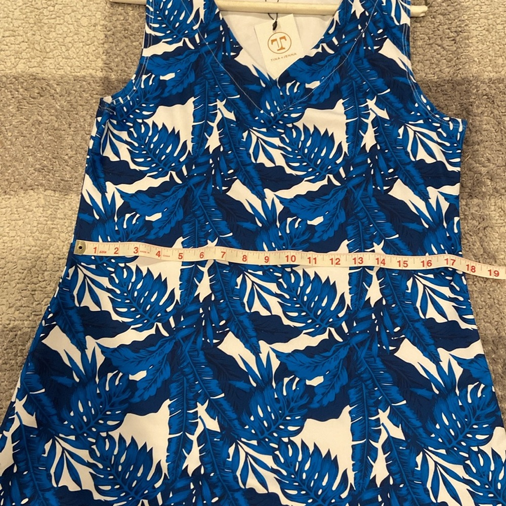 Blue and White Ruffled Mini Athletic Sport Sun Dress size large - Picture 7 of 8